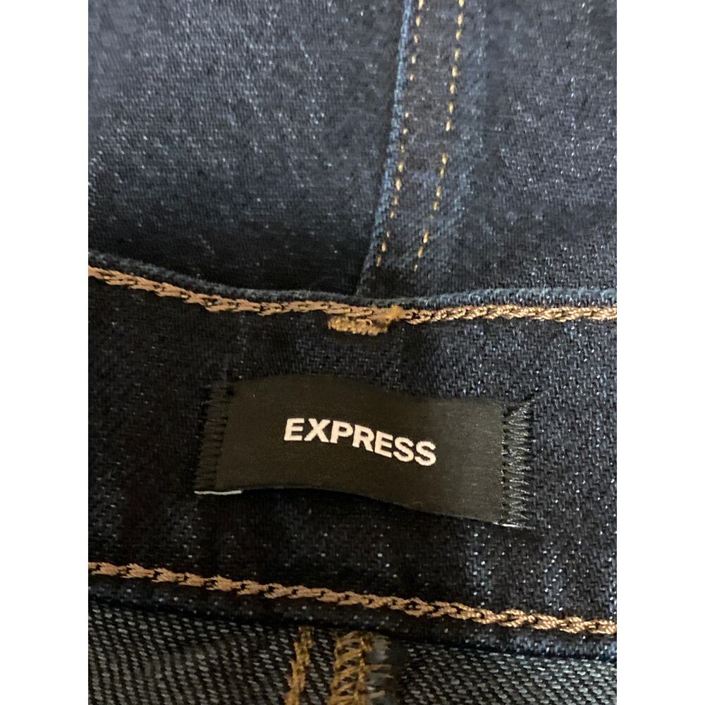 Express Blue High Waisted Front Slit Midi Cargo A-line Denim Jeans Skirt Size 12 - Picture 3 of 5